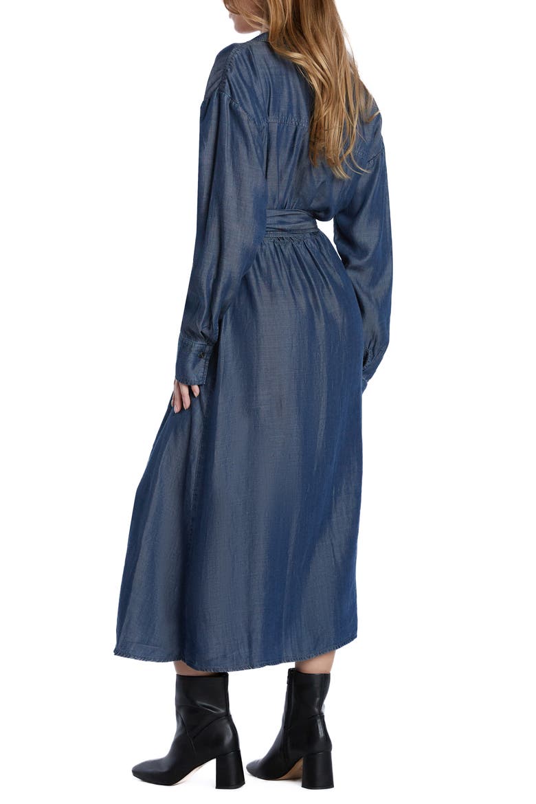 Tie Waist Long Sleeve Denim Maxi Dress, Alternate, color, LUCY BLUE