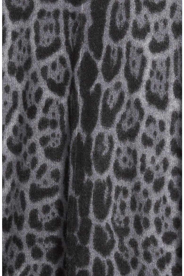 Leopard Print Cashmere Knit Cape, Alternate, color, GREY LEOPARD