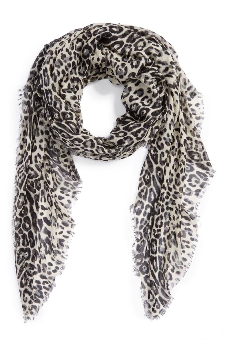Jimmy Choo Oversized Leopard Print Scarf, Main, color,