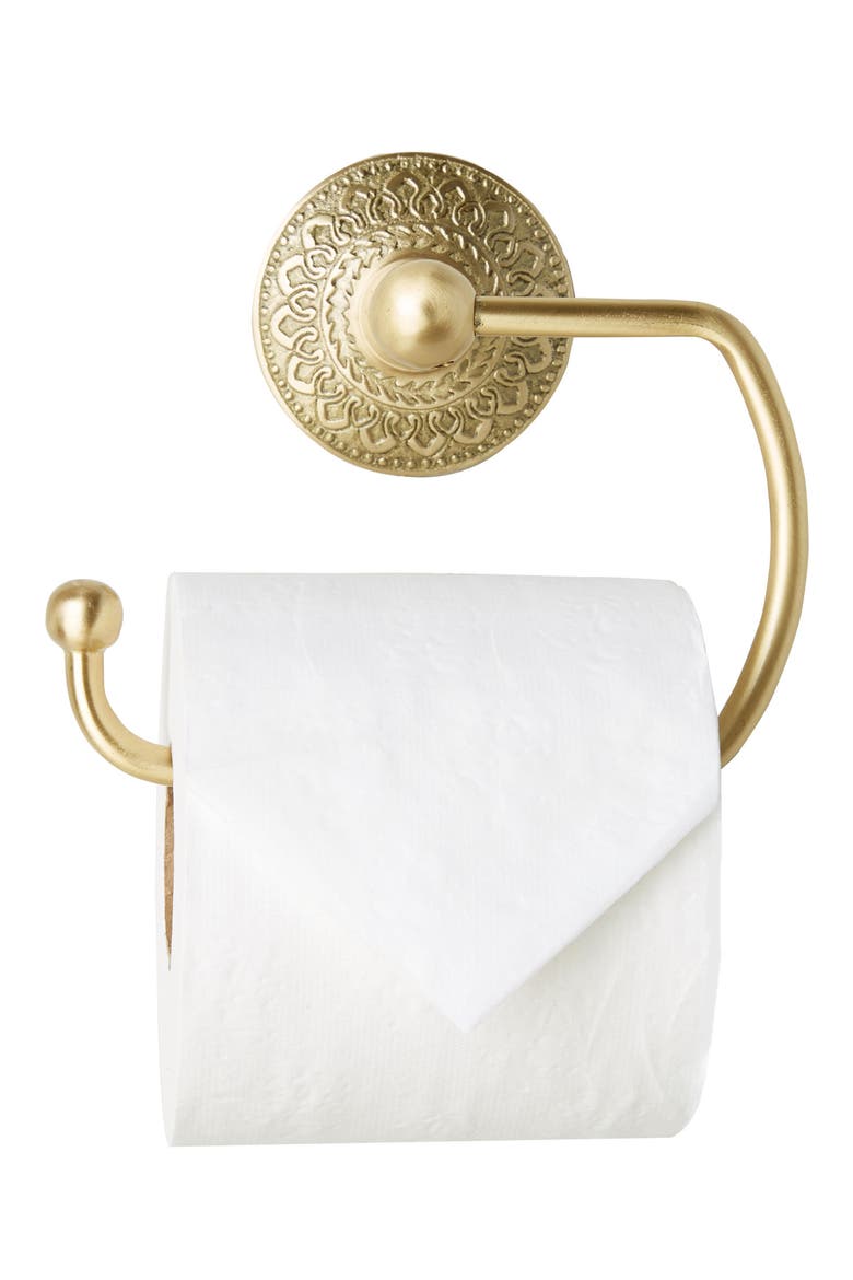 Anthropologie Brass Medallion Toilet Paper Holder, Alternate, color, HONEY