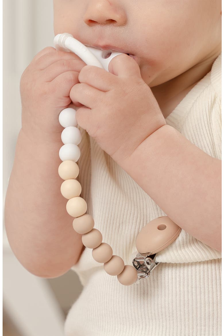 Pacifier Clips, 2 Pack, Alternate, color, Beige, Light Beige & White