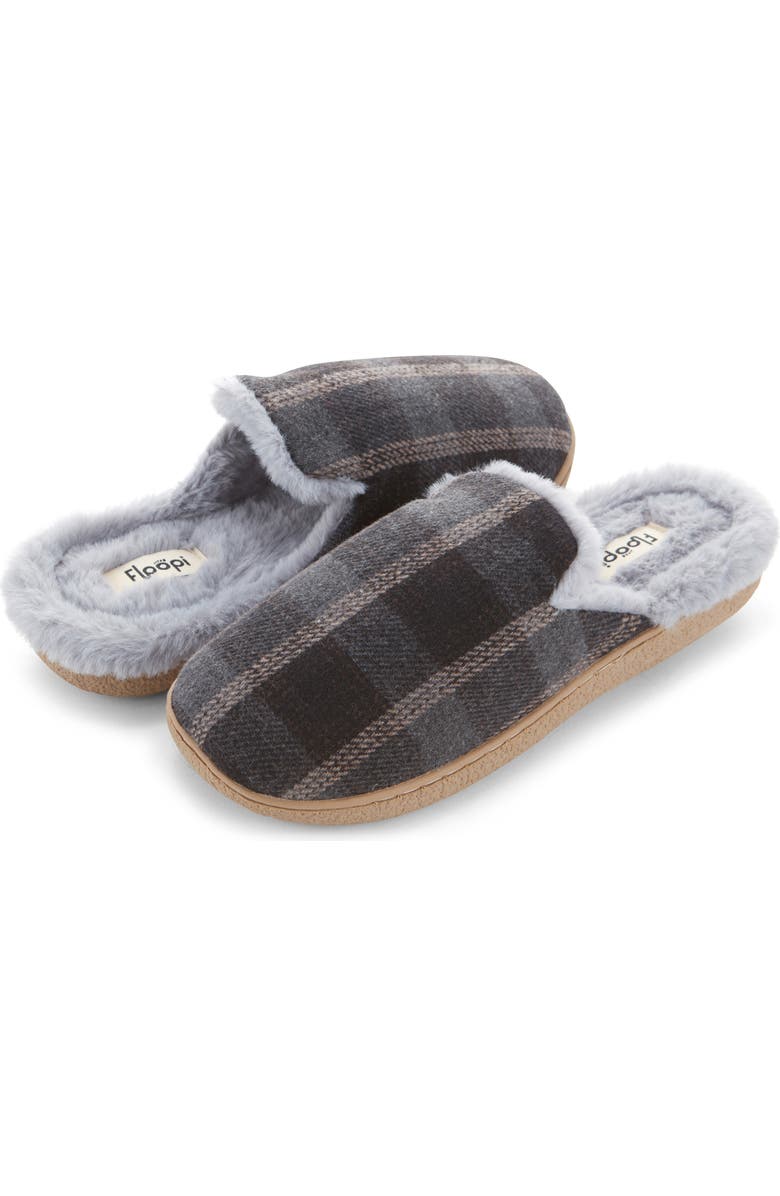 FLOOPI Faux Shearling Lined Slipper, Alternate, color, Black