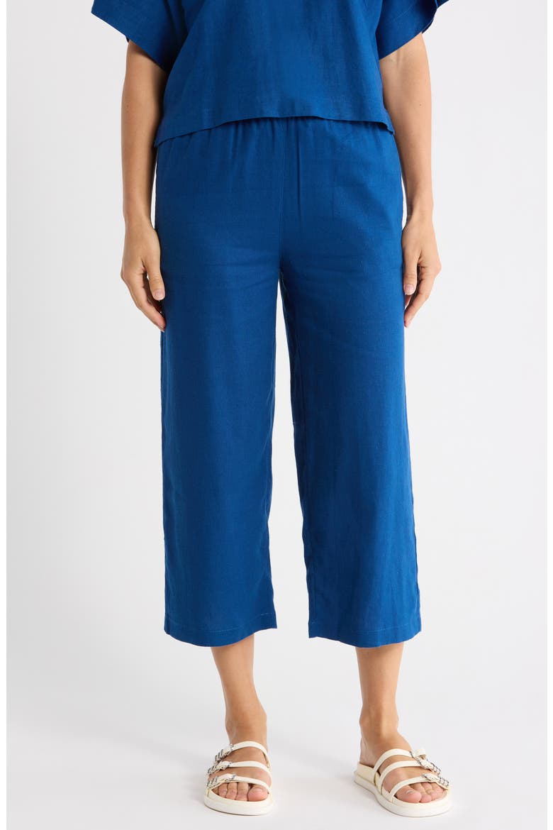 Drawstring Waist Linen Blend Pants, Main, color, ADMIRAL