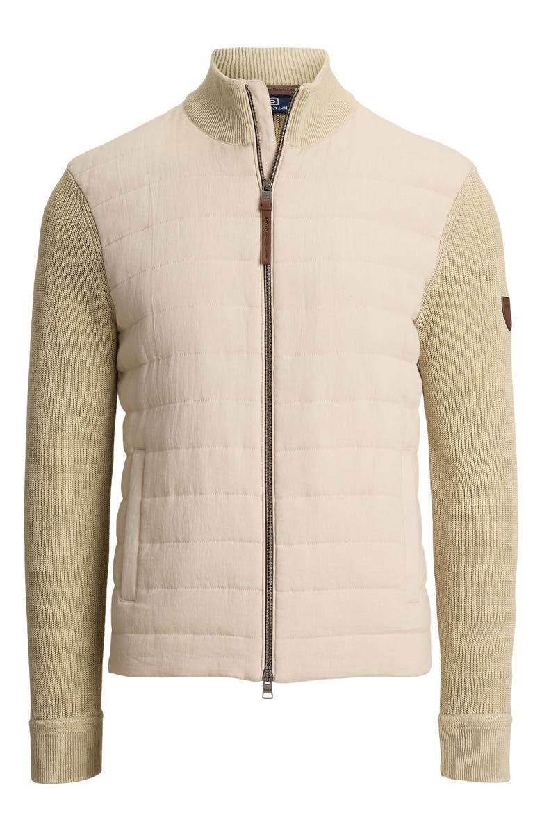 Polo Ralph Lauren Hybrid Linen Zip Cardigan, Alternate, color, Beige Linen