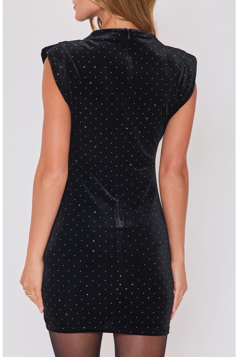 Own the Night Polka Dot Mock Neck Velvet Dress, Alternate, color, BLACK