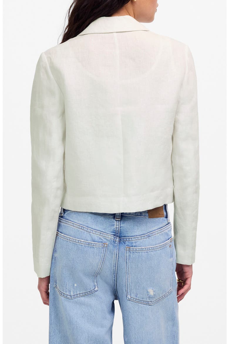 Crop Double Breasted Linen Blazer, Alternate, color, SALT