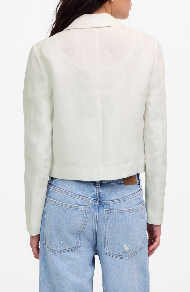 Madewell Crop Double Breasted Linen Blazer, Alternate, color, Salt