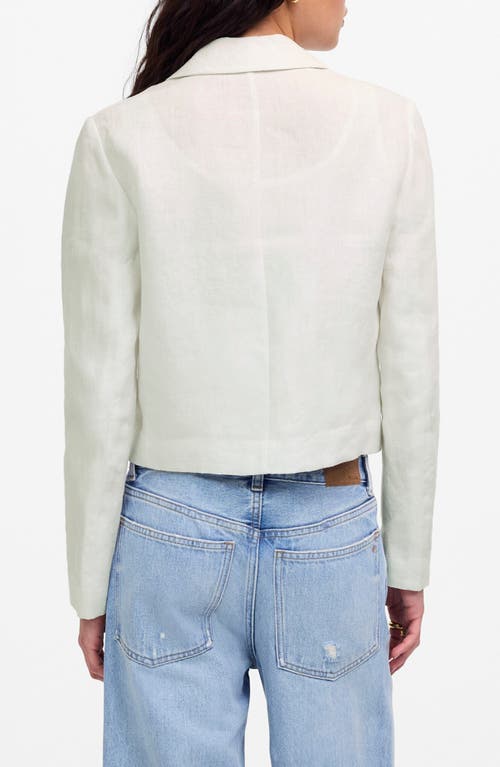 Madewell Crop Double Breasted Linen Blazer In White