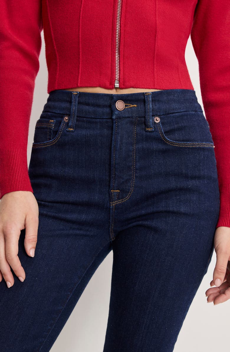 Good American Good Legs Crop Mini Bootcut Jeans, Alternate, color, Indigo1153