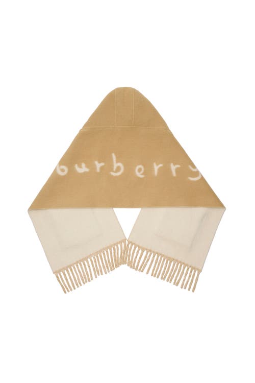 Burberry Logo Alpaca Wool Blend Hooded Scarf In Brown