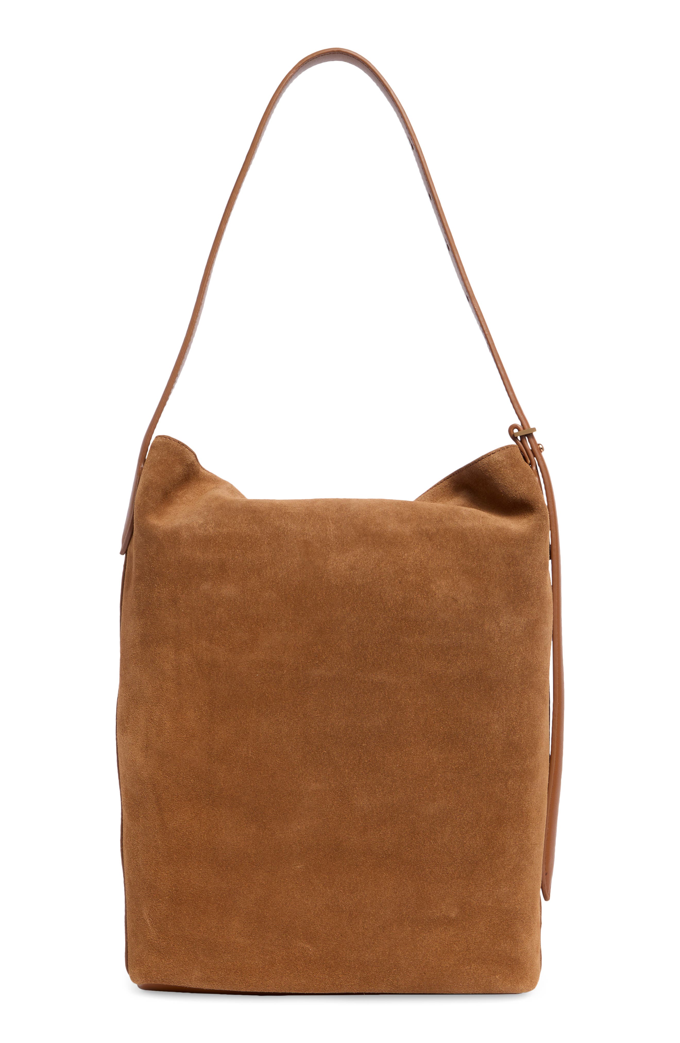 Sam Edelman Harlyn Suede Bucket Bag, Alternate, color, Caramel