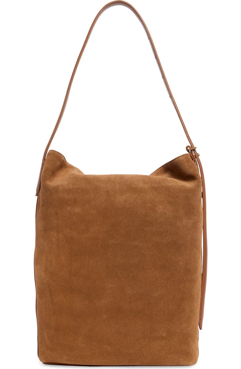 Sam Edelman Harlyn Suede Bucket Bag, Alternate, color, Caramel