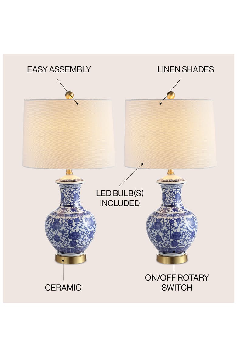 Jennifer 25.25" Ceramic/Metal LED Table Lamp, Blue/White, Alternate, color, Blue/White