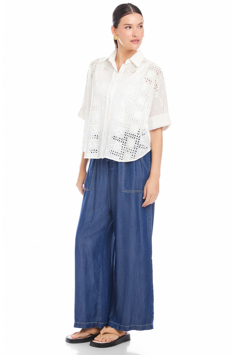 Alisa Eyelet Shirt, Alternate, color, WHITE