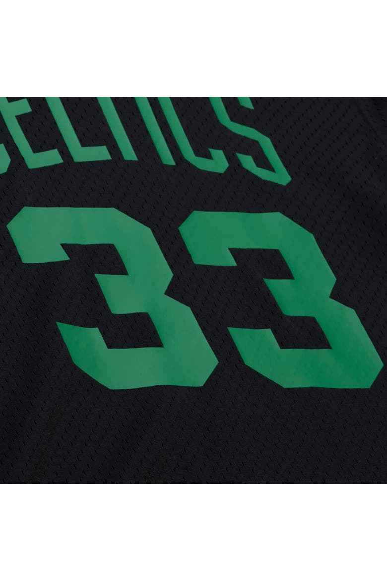 Men's Mitchell & Ness Larry Bird Black Boston Celtics Mesh Name & Number Short Sleeve Hoodie, Alternate, color, Black