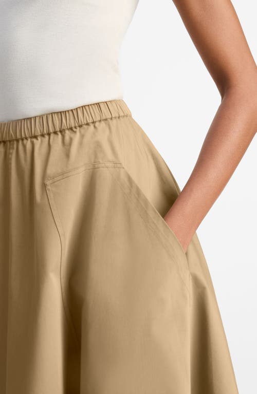 Vince Womens Dk Barley High-waist Flared Stretch-cotton Midi Skirt In Brown