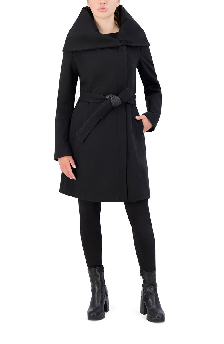 Cole Haan Twill Belted Coat, Alternate, color, Black