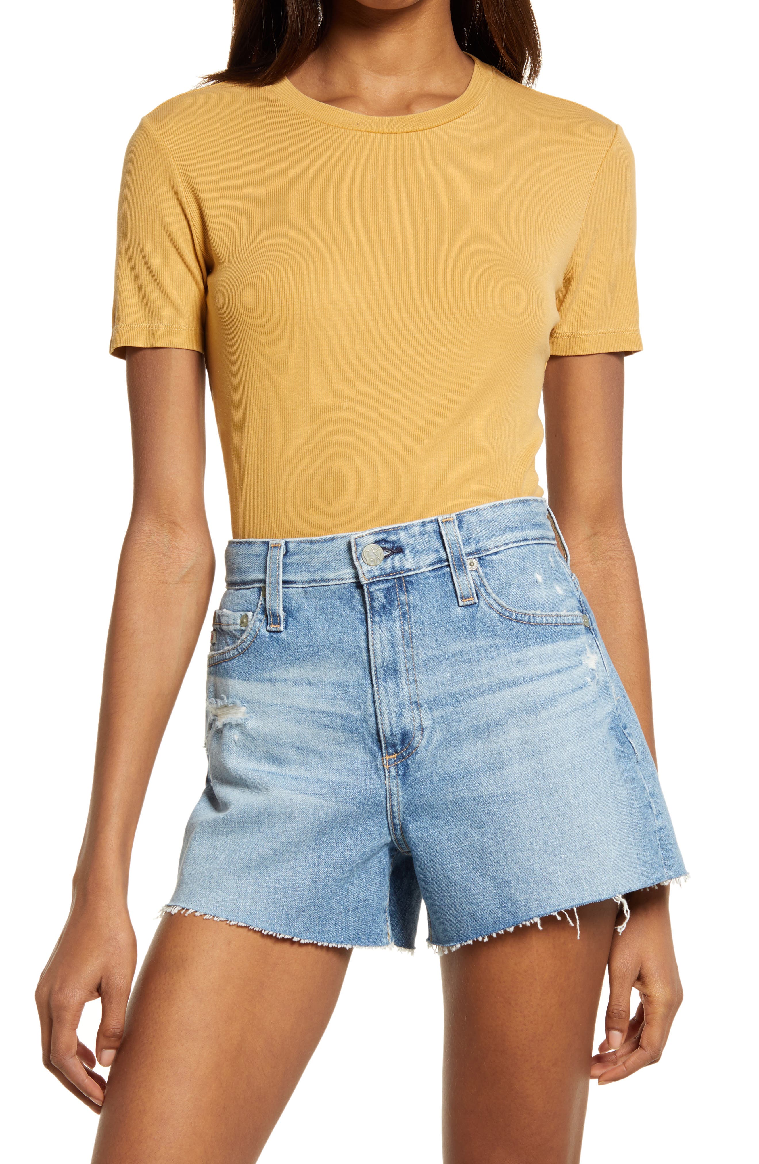 AG Women's Gray Boy Ribbed T-Shirt