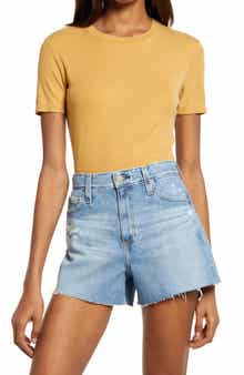 AG Women's Gray Boy Ribbed T-Shirt