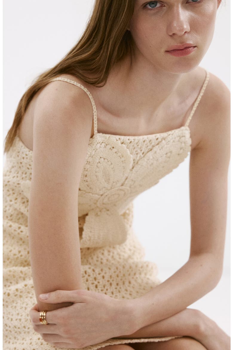 Hibisco Crochet Flower Minidress, Alternate, color, ECRU