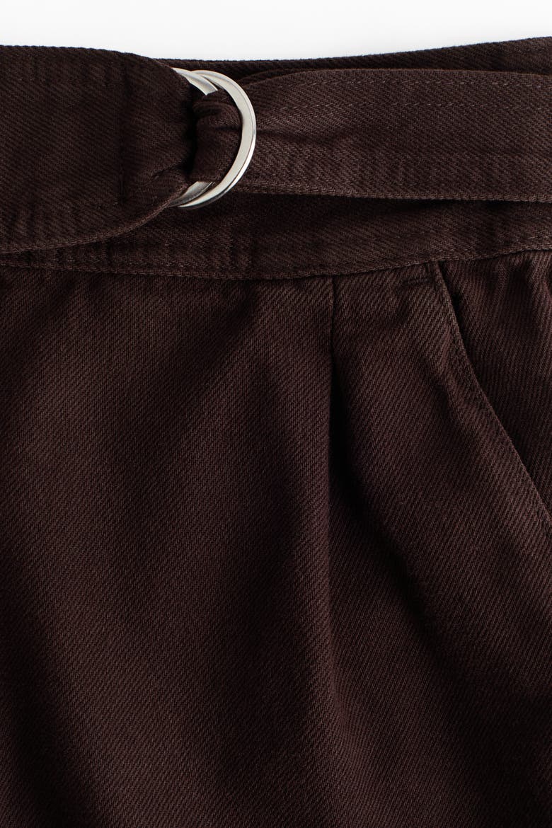 Belted Denim Shorts, Alternate, color, Dark brown