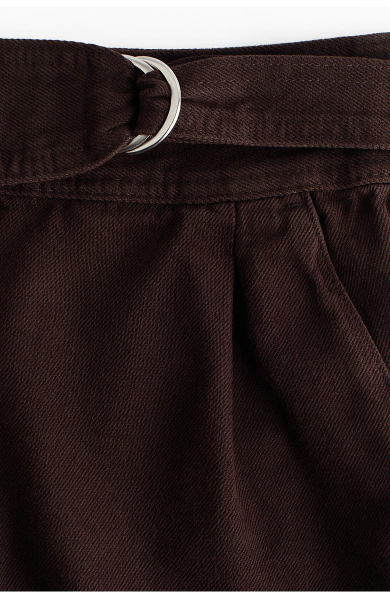 H&M Belted Denim Shorts, Alternate, color, Dark Brown