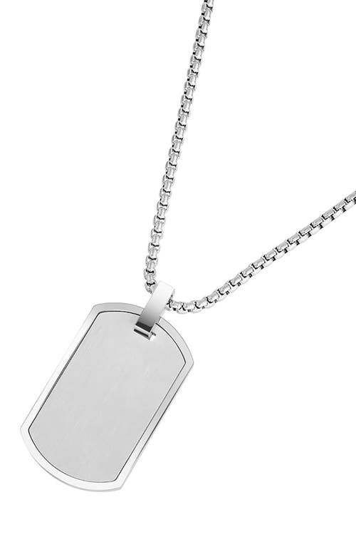 Geoffrey Beene Stainless Steel Dog Tag Pendant Necklace