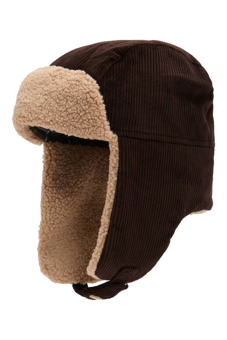 Westdale Corduroy Trapper Hat, Main, color, BROWN