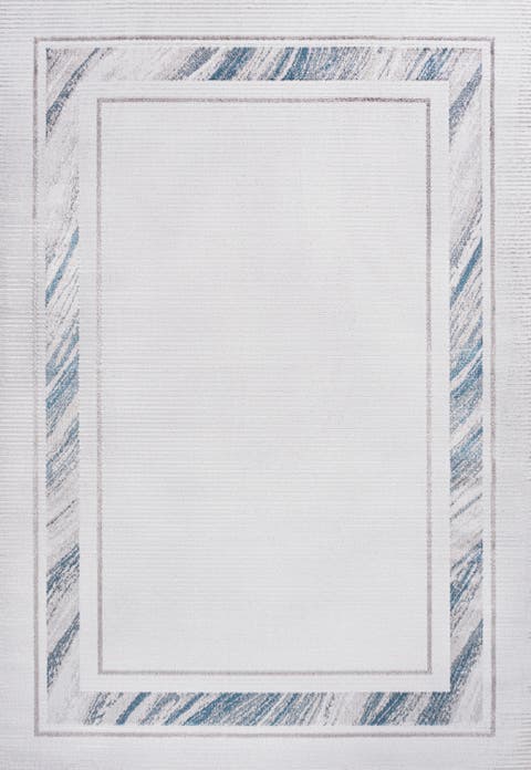 Athens Classic Border Marble Pattern High-Low Area Rug