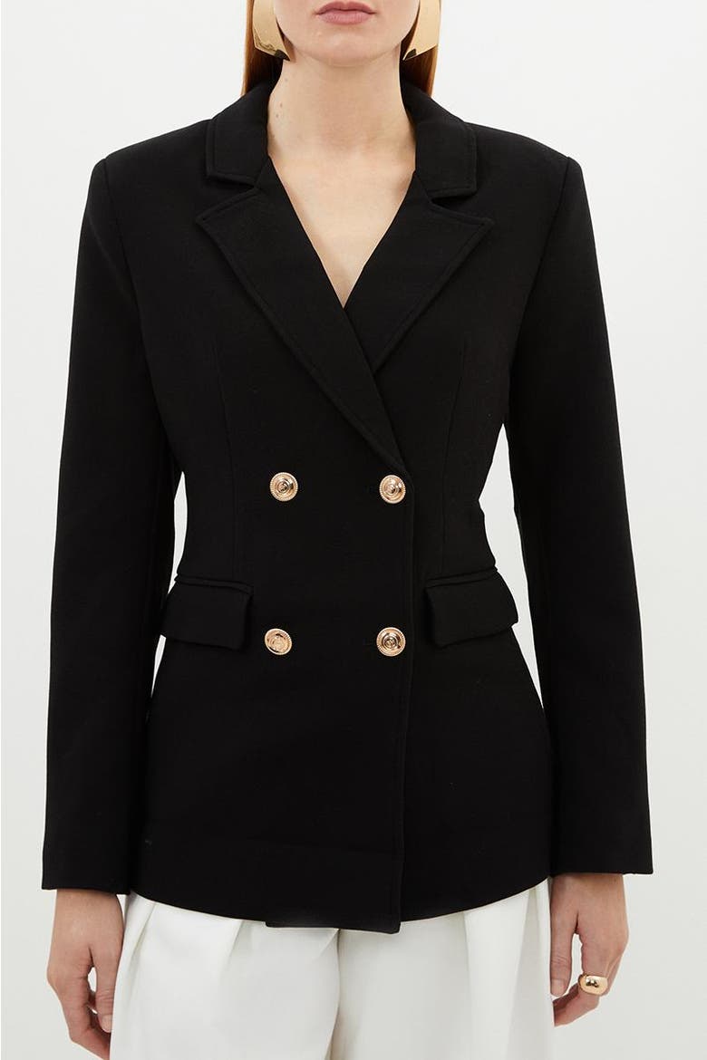 Tailored Double Breasted Blazer, Alternate, color, Black