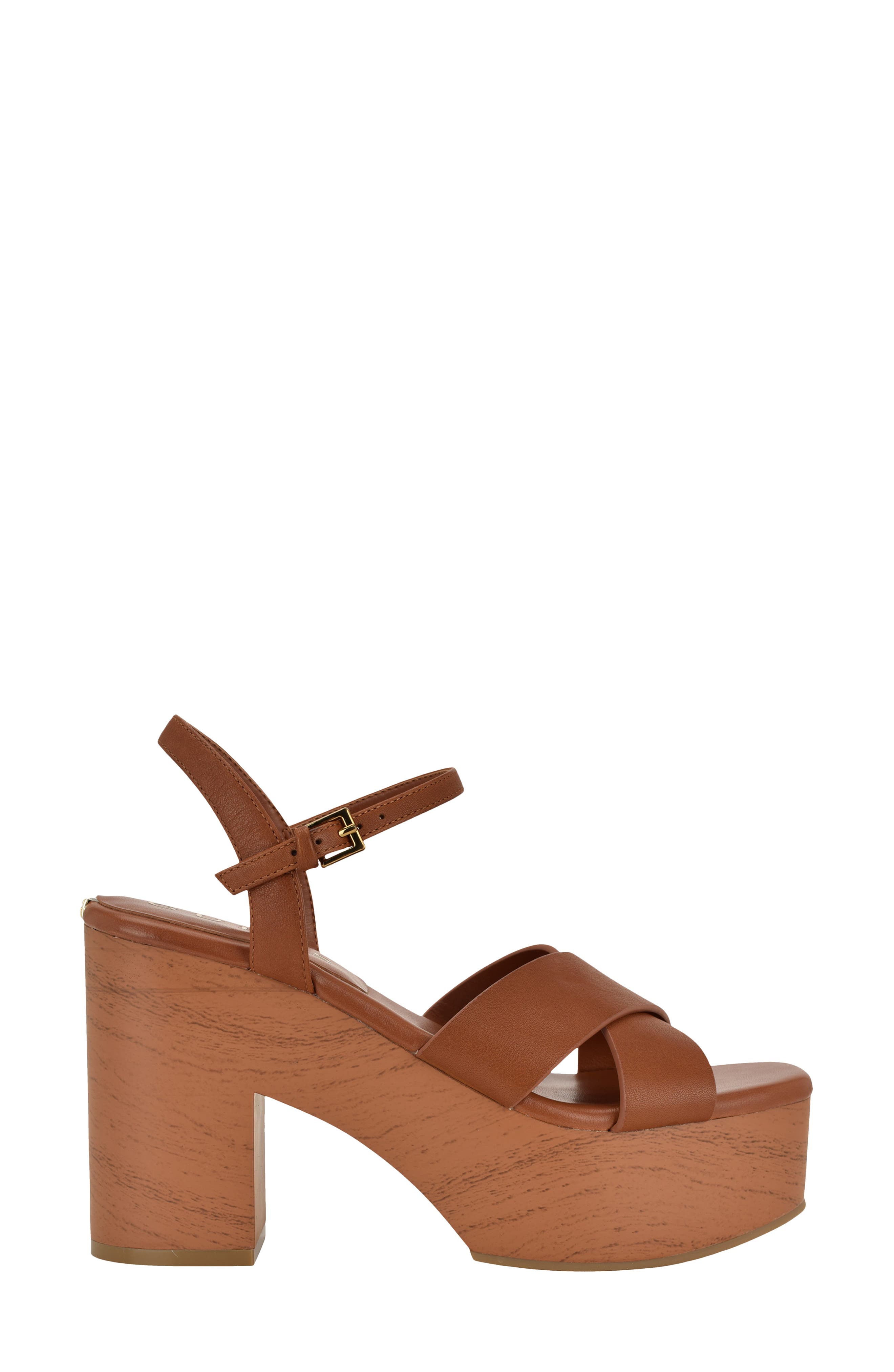 GUESS Qeelin Ankle Strap Platform Sandal, Alternate, color, Dark Natural