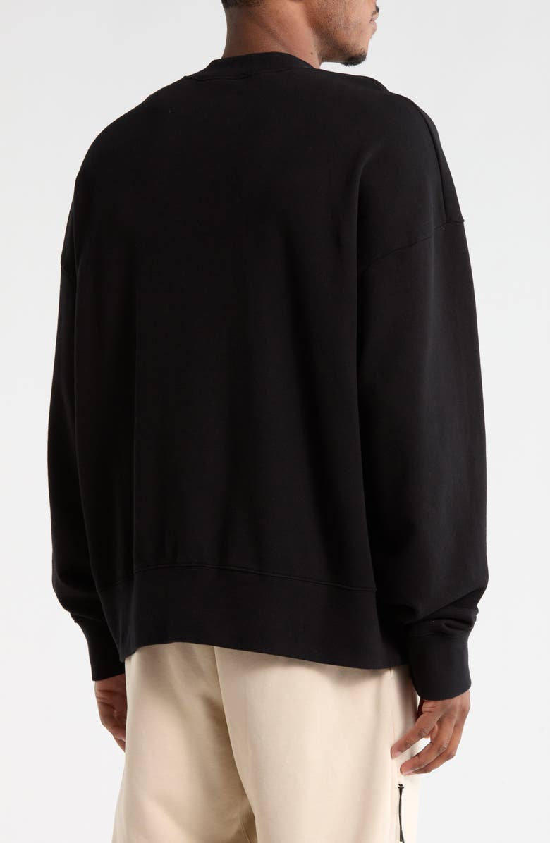 Palm Angels Logo Crewneck Sweater, Alternate, color, Black/White