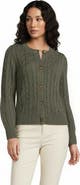 Lands' End Drifter Classic Cable Crew Neck Cardigan Sweater