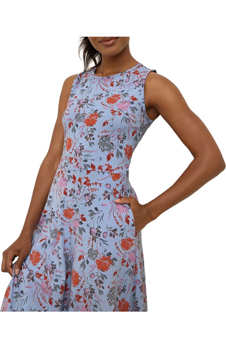 Pact Organic Cotton Fit & Flare Keyhole Back Dress, Alternate, color, Cornflower Blue