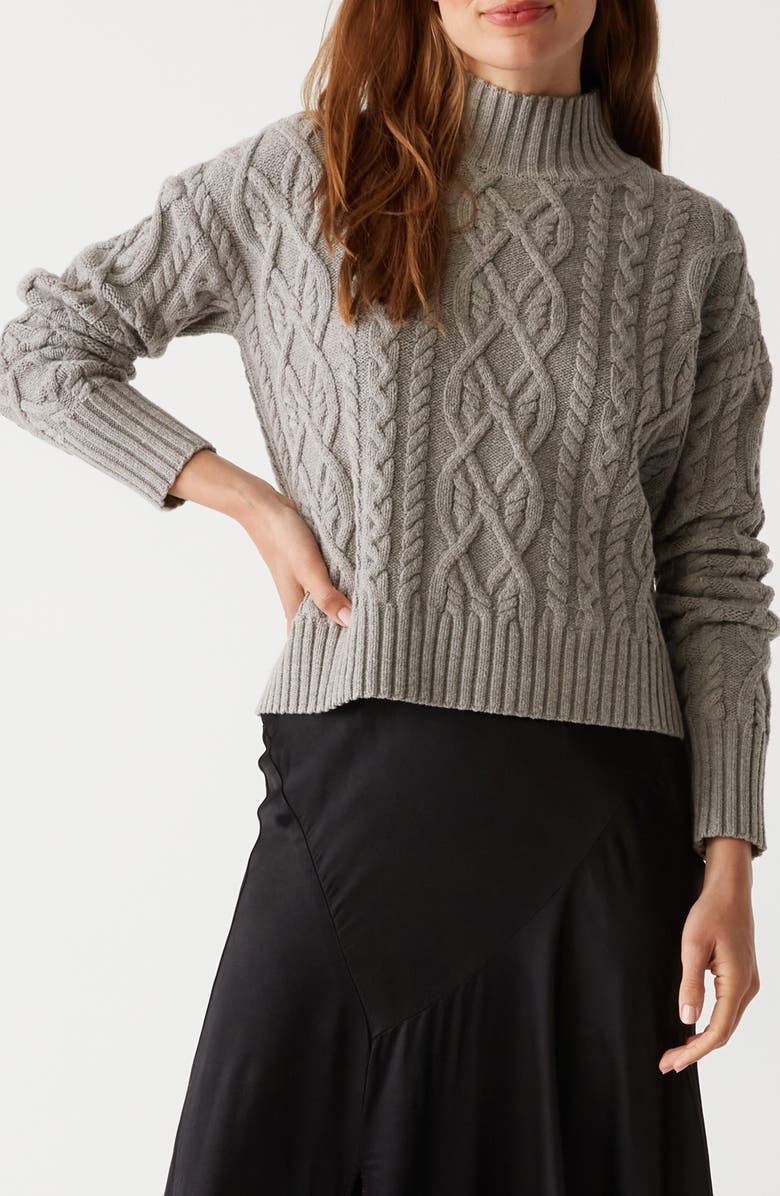 Michael Stars Suki Mock Neck Cable Stitch Sweater, Main, color, 