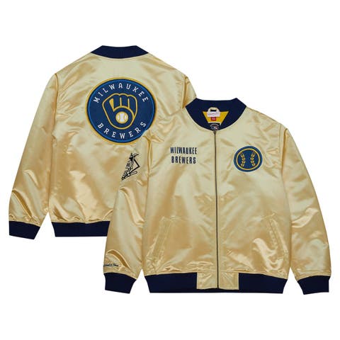 Men's Mitchell & Ness Gold Milwaukee Brewers OG 2.0 Lightweight Satin Full-Zip Jacket