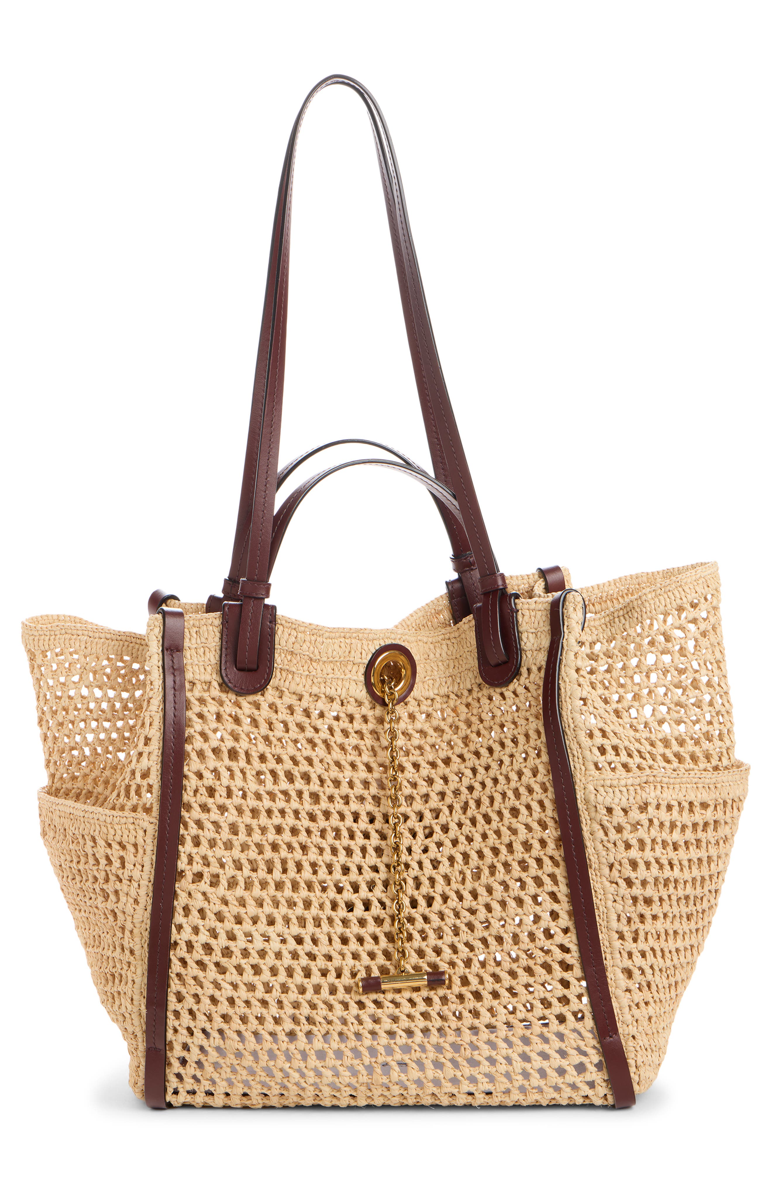 Chloé Summer Banana Raffia Tote, Alternate, color, Hot Sand