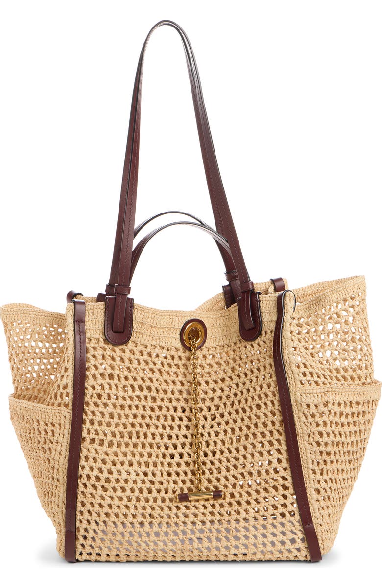 Chloé Summer Banana Raffia Tote, Alternate, color, Hot Sand