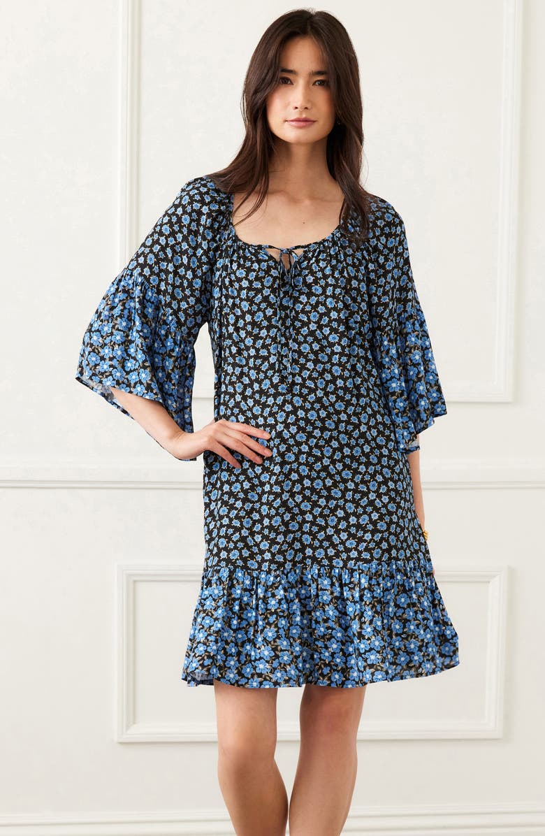 Karen Kane Floral Ruffle Hem Dress, Alternate, color, Print