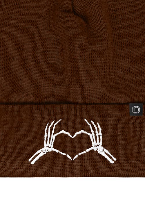 Dalix Heart Of Bones Beanie In Brown