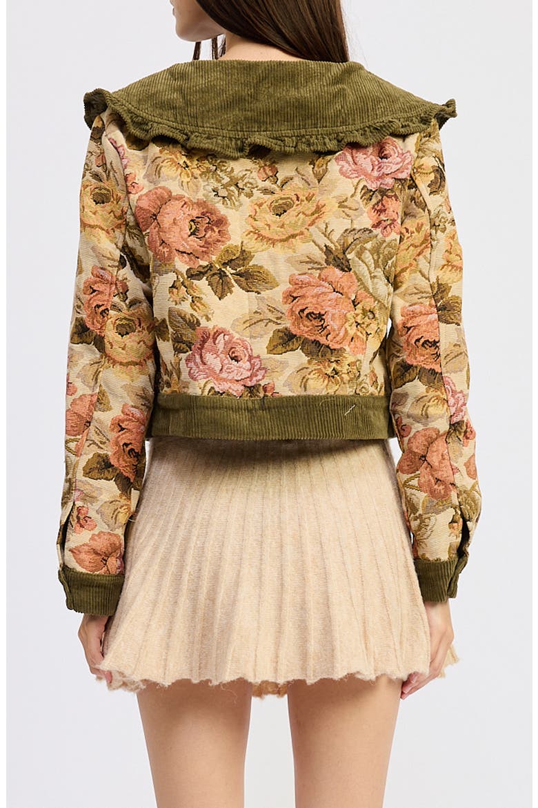 Nathalia Floral Print Jacket, Alternate, color, OLIVE CORAL