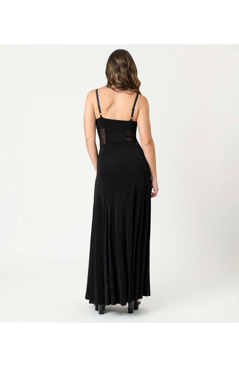 Unique Vintage Sheer Spiderweb Godet Maxi Dress, Alternate, color, Black
