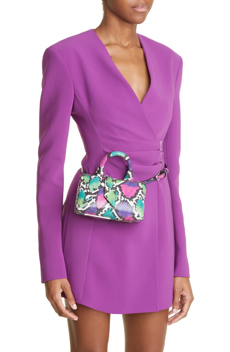 The Attico Friday Snakeskin Print Leather Handbag, Alternate, color,