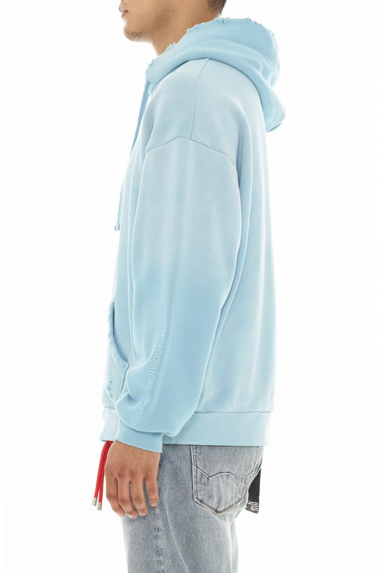 Core Distressed French Terry Pullover Hoodie, Alternate, color, BLUE GLOW