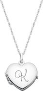 Tiny Blessings Sterling Silver Heart Locket & Engraved Initial 14-16" Necklace