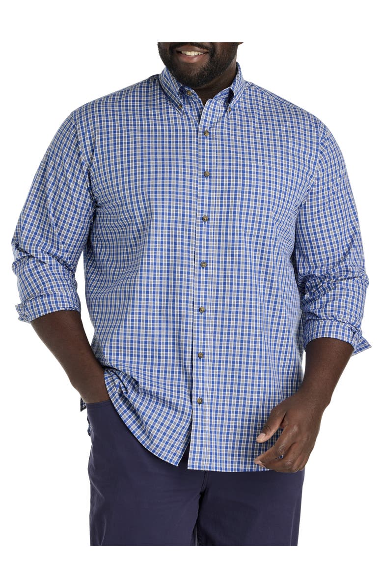 Harbor Bay by DXL Big & Tall Easy-Care Small Plaid Sport Shirt, Main, color, 