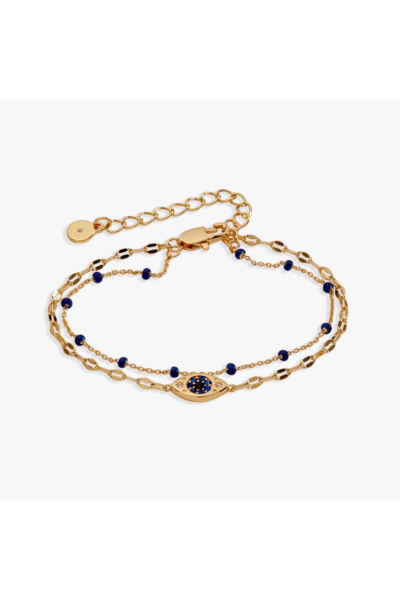 Festival 2 strand Evil eye bracelet, Main, color, Gold
