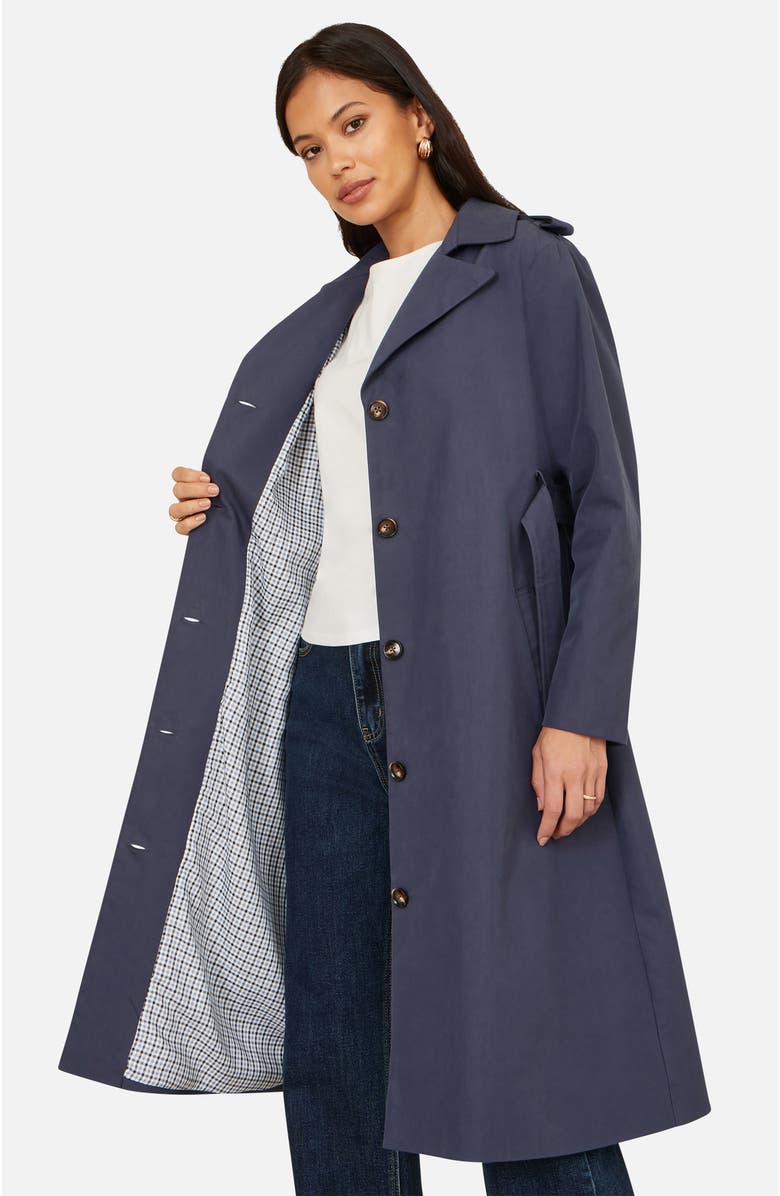 Yumi Belted Long Trench Coat, Alternate, color, Navy