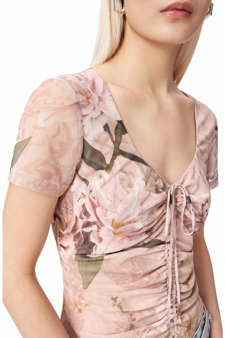 Gabby Floral Print Mesh Top, Alternate, color, CRYSTAL PINK