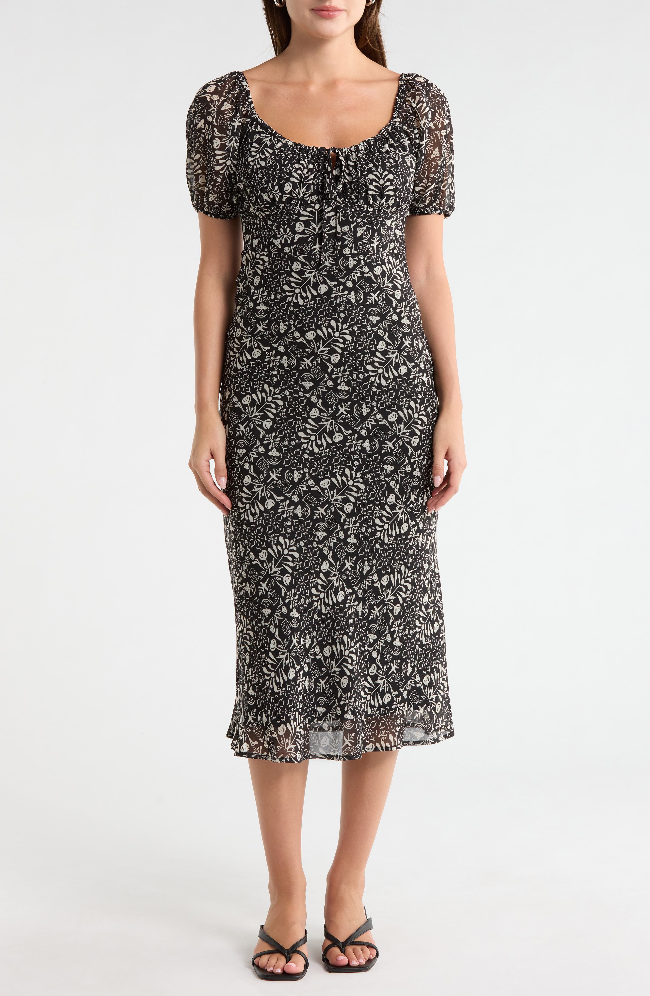 Melrose and Market Short Sleeve Chiffon Midi Dress